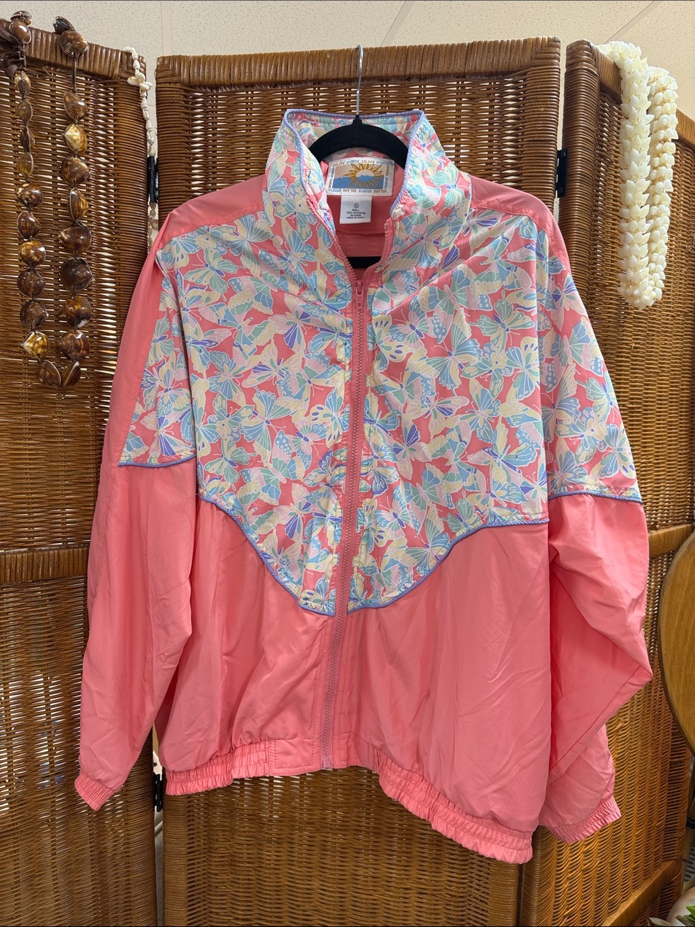 Coral Pink Floral-Panel Bomber Jacket by Solare Sporta